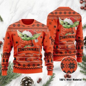 Cincinnati Bengals Cute Baby Yoda Grogu Holiday Party Ugly Christmas Sweater