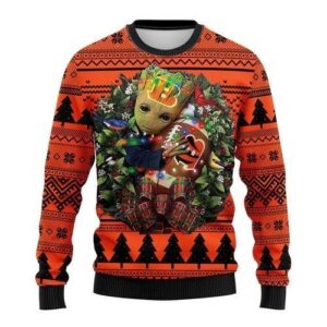 Cincinnati Bengals Groot Hug Ugly Christmas Sweater