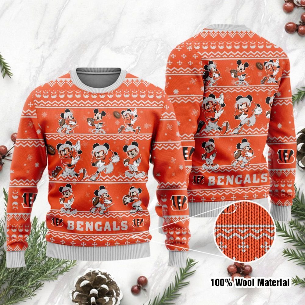 Cincinnati Bengals Mickey Mouse Ugly Christmas Sweater Cincinnati Bengals Mickey Mouse Ugly Christmas Sweater