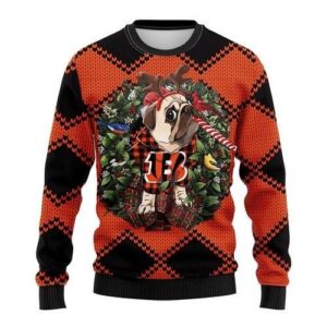 Cincinnati Bengals Pug Dog Ugly Christmas Sweater
