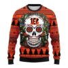 Cincinnati Bengals Skull Flower Ugly Christmas Sweater
