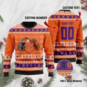 Clemson Tigers Custom Name & Number Personalized Ugly Christmas Sweater