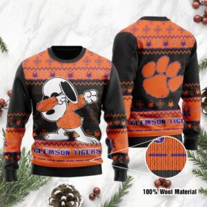 Clemson Tigers Snoopy Dabbing Holiday Party Ugly Christmas Sweater
