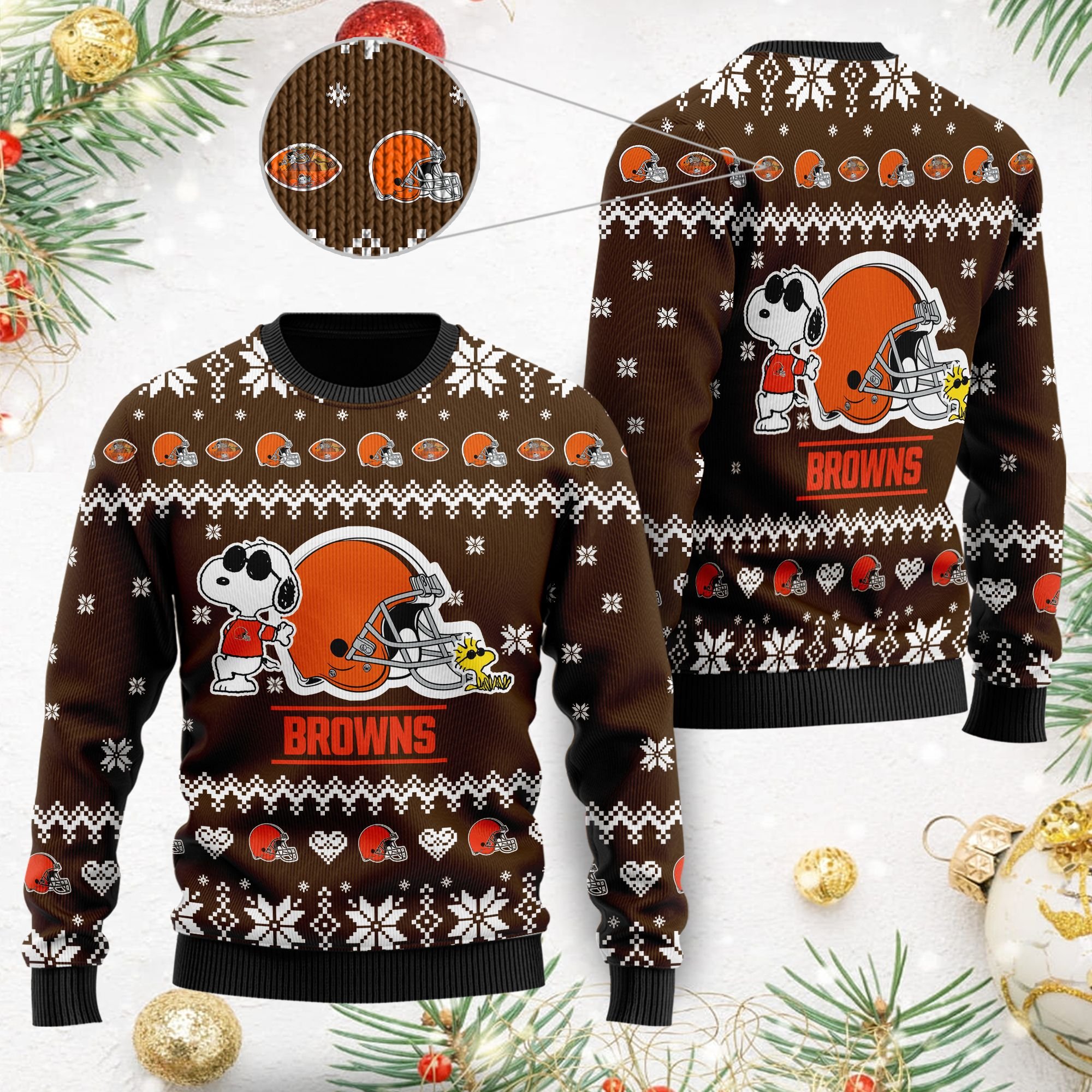 Cleveland Browns Cute The Snoopy Show Football Helmet 3D All Over Print Ugly Christmas Sweater Cleveland Browns Cute The Snoopy Show Football Helmet 3D All Over Print Ugly Christmas Sweater