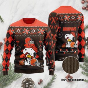 Cleveland Browns Funny Charlie Brown Peanuts Snoopy Ugly Christmas Sweater