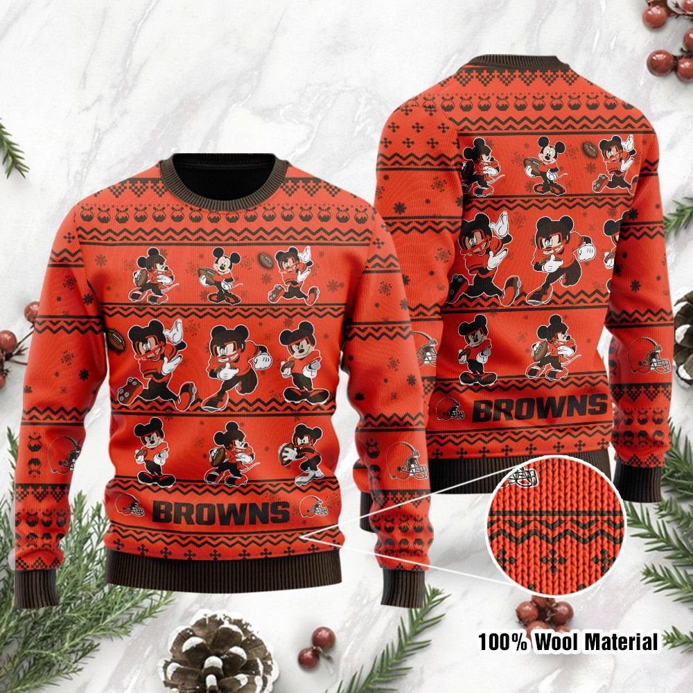 Cleveland Browns Mickey Mouse Holiday Party Ugly Christmas Sweater Cleveland Browns Mickey Mouse Holiday Party Ugly Christmas Sweater
