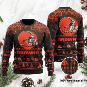 Cleveland Browns Santa Claus In The Moon Ugly Christmas Sweater