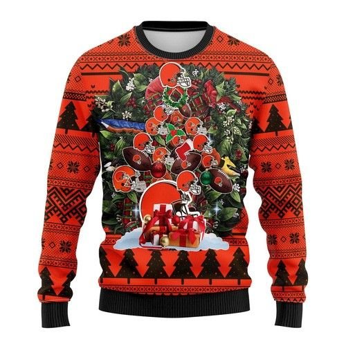 Cleveland Browns Tree Christmas For Fans Ugly Christmas Sweater Cleveland Browns Tree Christmas For Fans Ugly Christmas Sweater