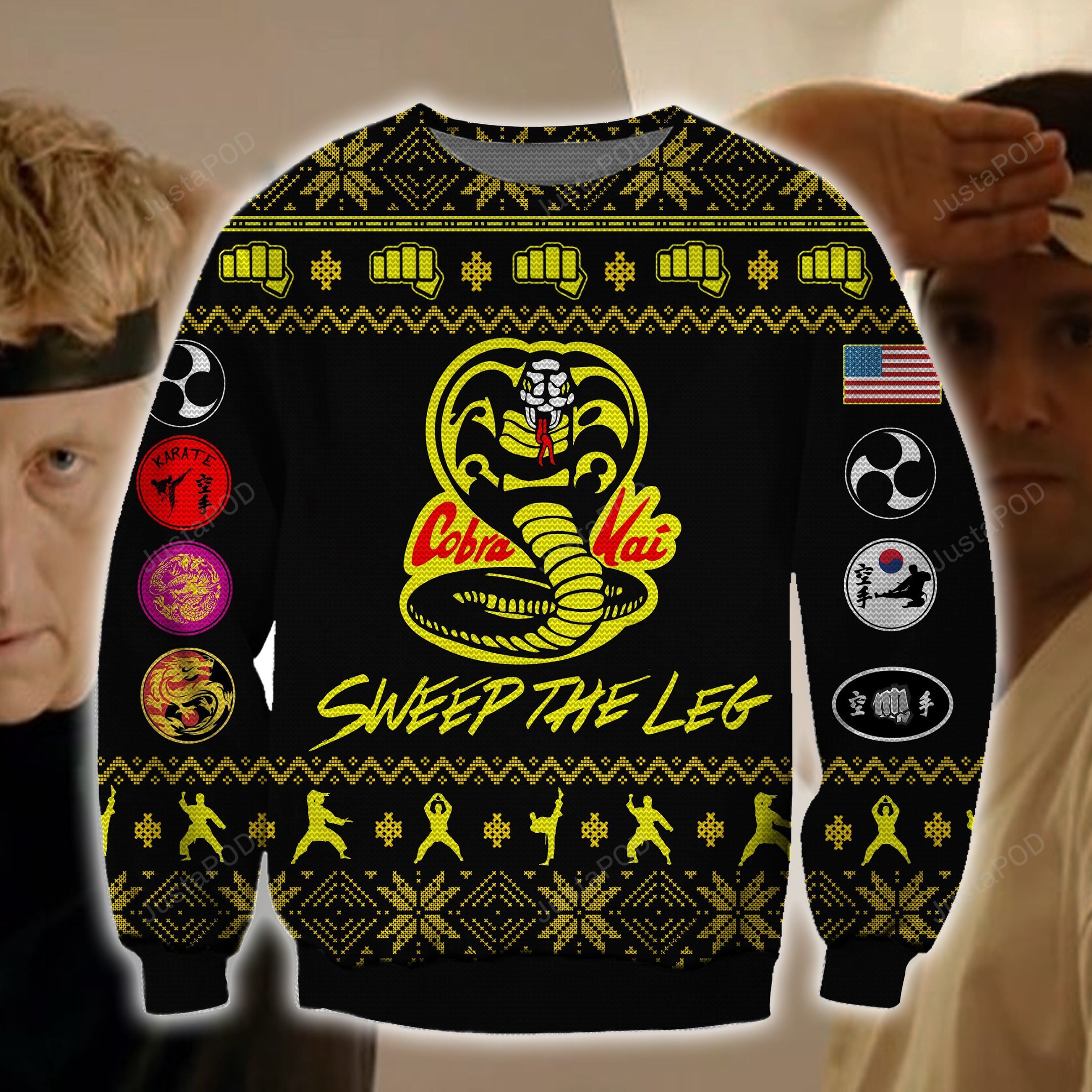 Cobra Kai KNITTING PATTERN 3D PRINT UGLY CHRISTMAS SWEATER Cobra Kai KNITTING PATTERN 3D PRINT UGLY CHRISTMAS SWEATER