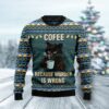 Coffee Cat Because Murder Is Wrong Ugly Christmas Sweater