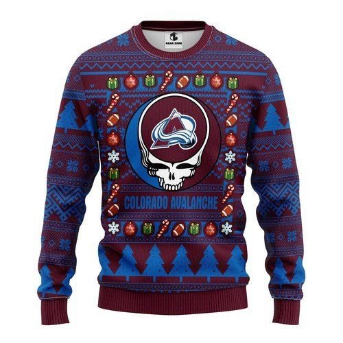 Colorado Avalanche Grateful Dead For Unisex Ugly Christmas Sweater Colorado Avalanche Grateful Dead For Unisex Ugly Christmas Sweater