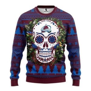 Colorado Avalanche Skull Flower For Unisex Ugly Christmas Sweater