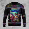 Colorful Hippie Peace Love Ugly Christmas Sweater