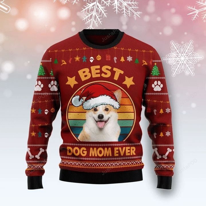 Corgi Best Dog Mom Ever Ugly Christmas Sweater Corgi Best Dog Mom Ever Ugly Christmas Sweater