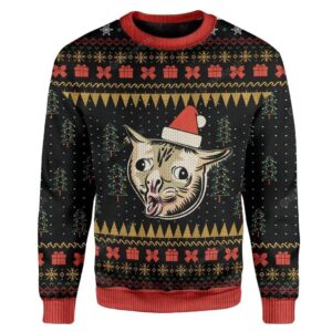 Coughing Cat Meme Ugly Christmas Sweater