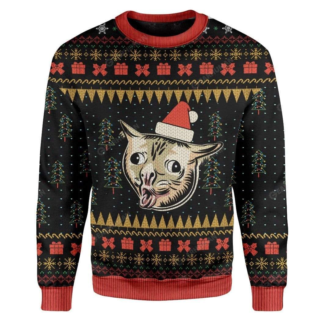 Coughing Cat Meme Ugly Christmas Sweater Coughing Cat Meme Ugly Christmas Sweater