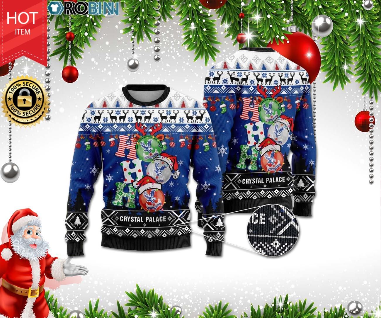 Crystal Palace Ho Ho Ho 3D Print Christmas Wool Sweater Crystal Palace Ho Ho Ho 3D Print Christmas Wool Sweater