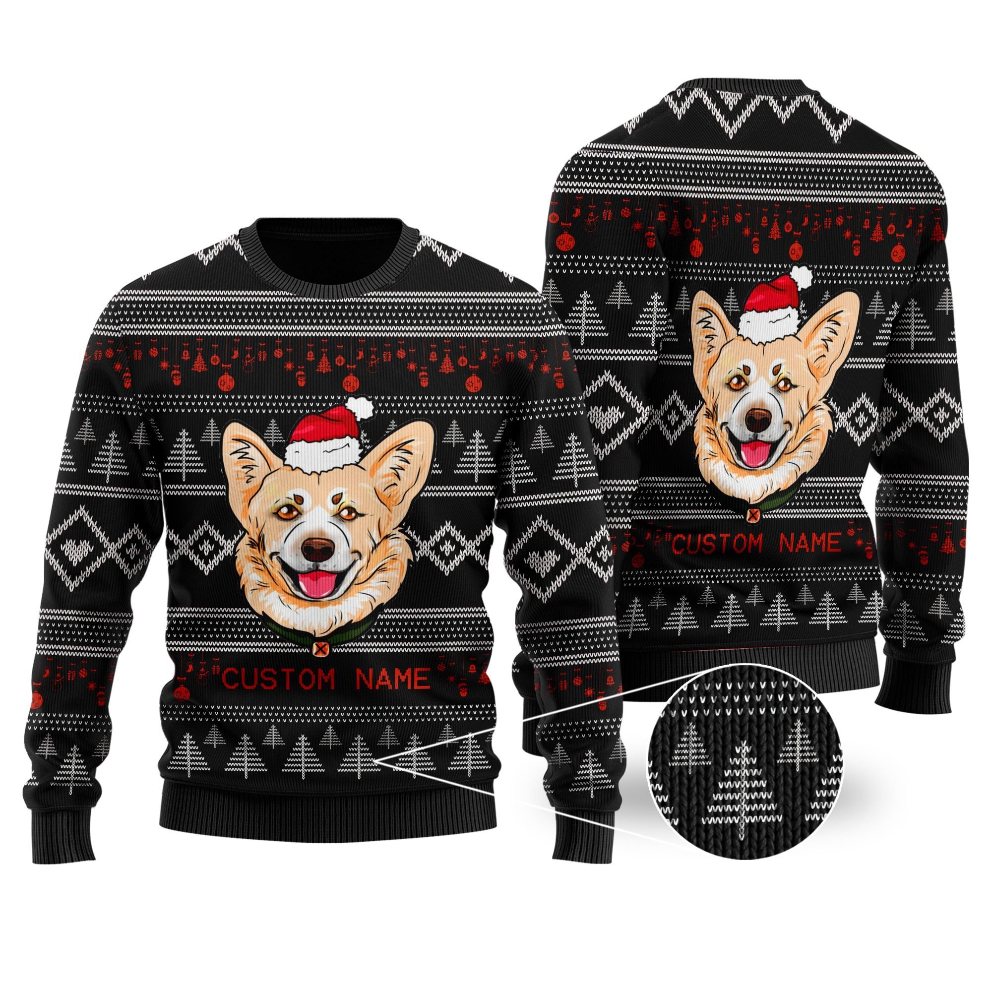 Cute Corgi 3D All Over Print Custom Name Shirt For Dog Lovers Ugly Christmas Sweater Cute Corgi 3D All Over Print Custom Name Shirt For Dog Lovers Ugly Christmas Sweater