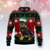 Cute Rottweiler Wearing Christmas Hat Ugly Christmas Sweater