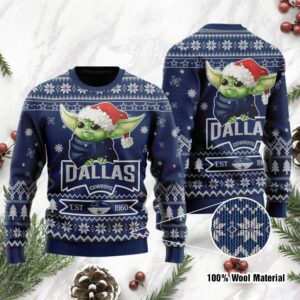 Dallas Cowboys Cute Baby Yoda Grogu Holiday Party Ugly Christmas Sweater