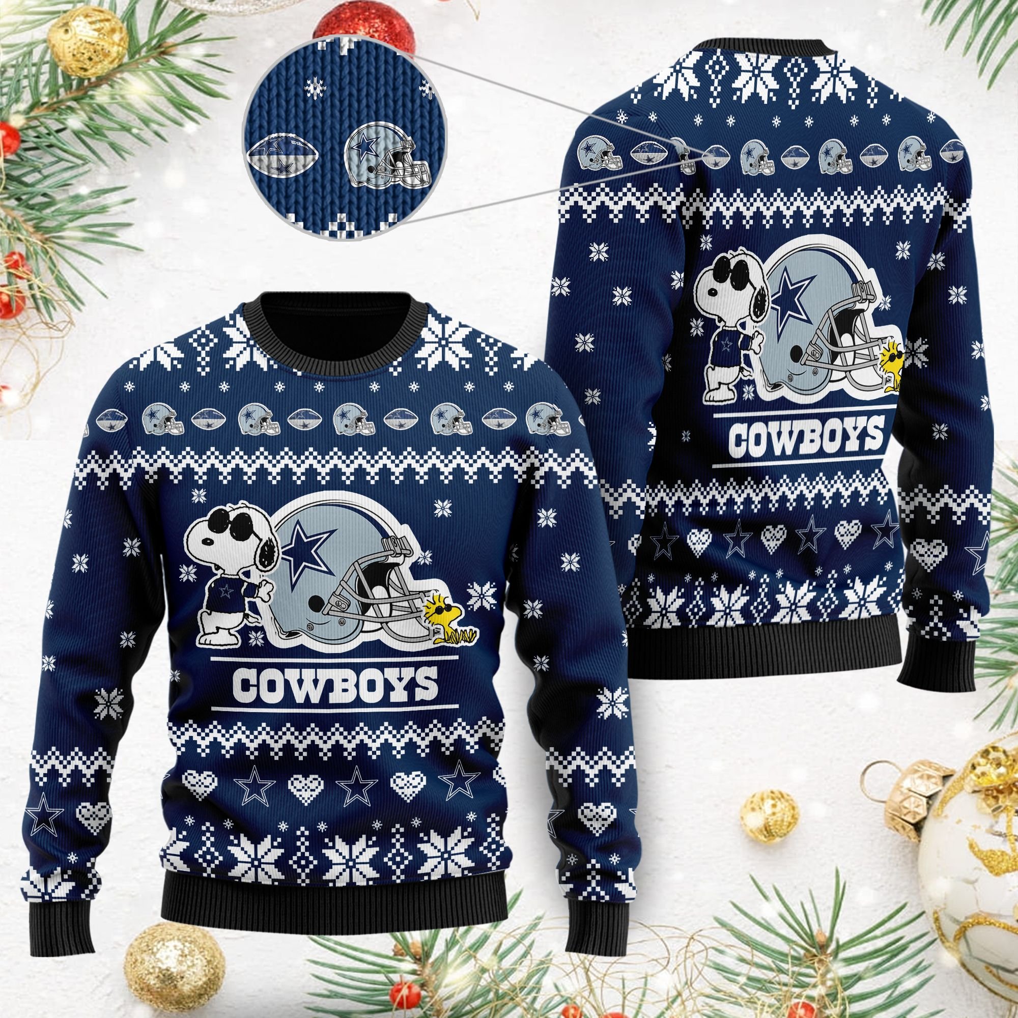 Dallas Cowboys Cute The Snoopy Show Football Helmet 3D All Over Print Ugly Christmas Sweater Dallas Cowboys Cute The Snoopy Show Football Helmet 3D All Over Print Ugly Christmas Sweater