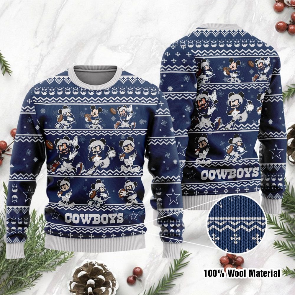 Dallas Cowboys Mickey Mouse Holiday Party Ugly Christmas Sweater Dallas Cowboys Mickey Mouse Holiday Party Ugly Christmas Sweater