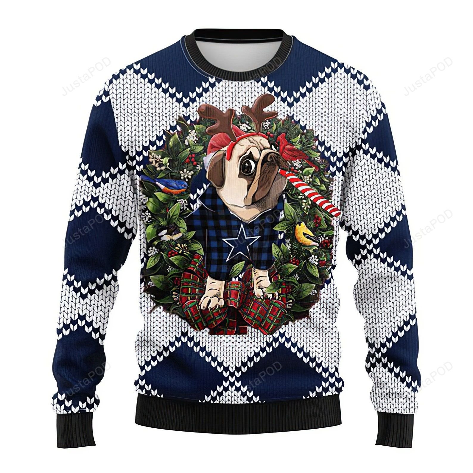 Dallas Cowboys Pug Dog Ugly Christmas Sweater Dallas Cowboys Pug Dog Ugly Christmas Sweater