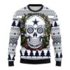Dallas Cowboys Skull Flower Ugly Christmas Sweater