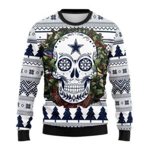 Dallas Cowboys Skull Flower Ugly Christmas Sweater
