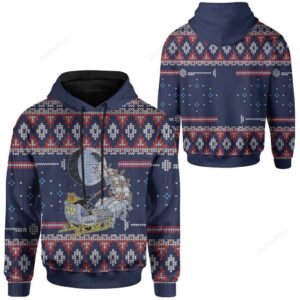 Darth Santa Sleigh Pulled By Reindeers Christmas For Unisex 3D Hoodie
