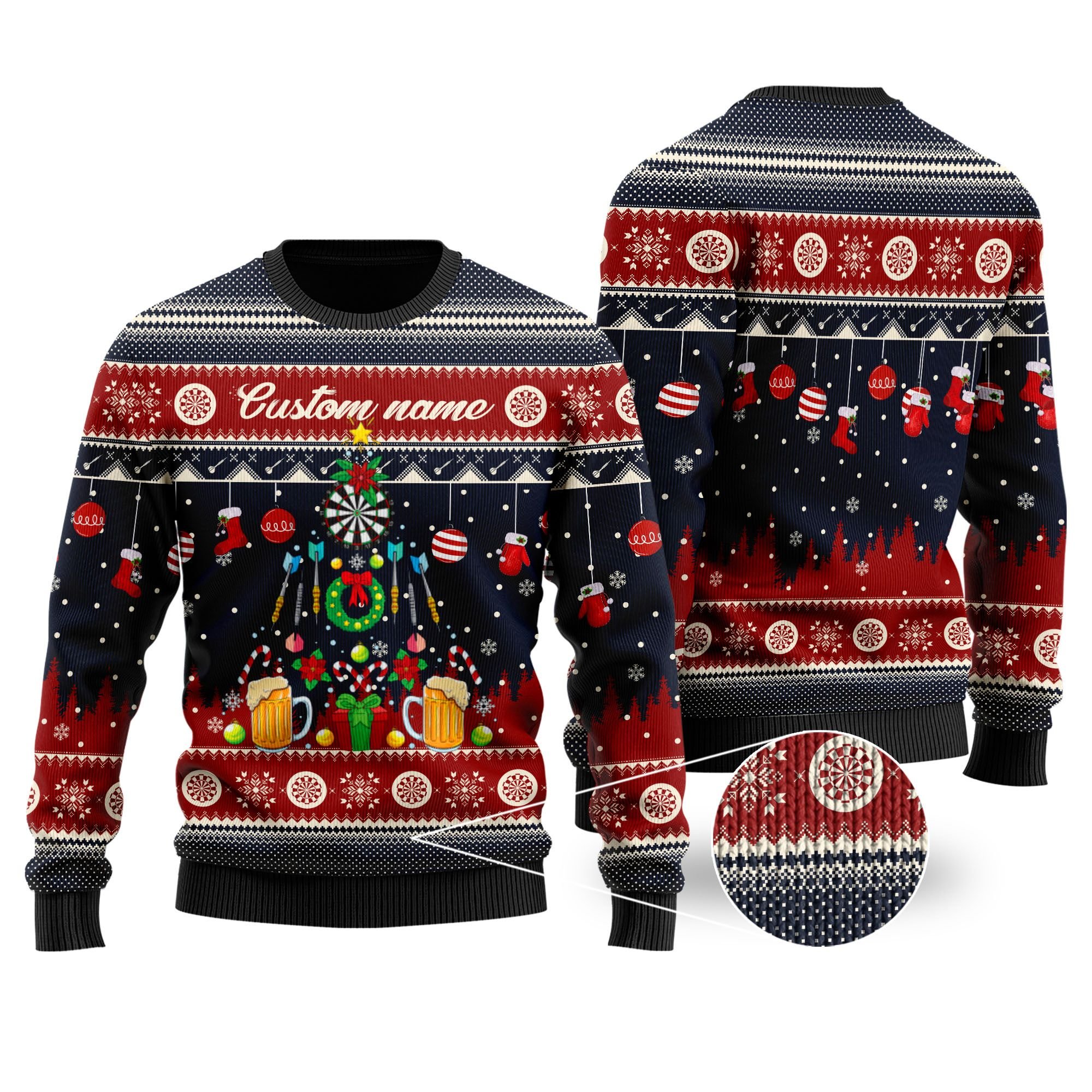 Darts And Beer Noel Pattern Personalized Gifts For Dart Players Sport Lovers Ugly Christmas Sweater Darts And Beer Noel Pattern Personalized Gifts For Dart Players Sport Lovers Ugly Christmas Sweater