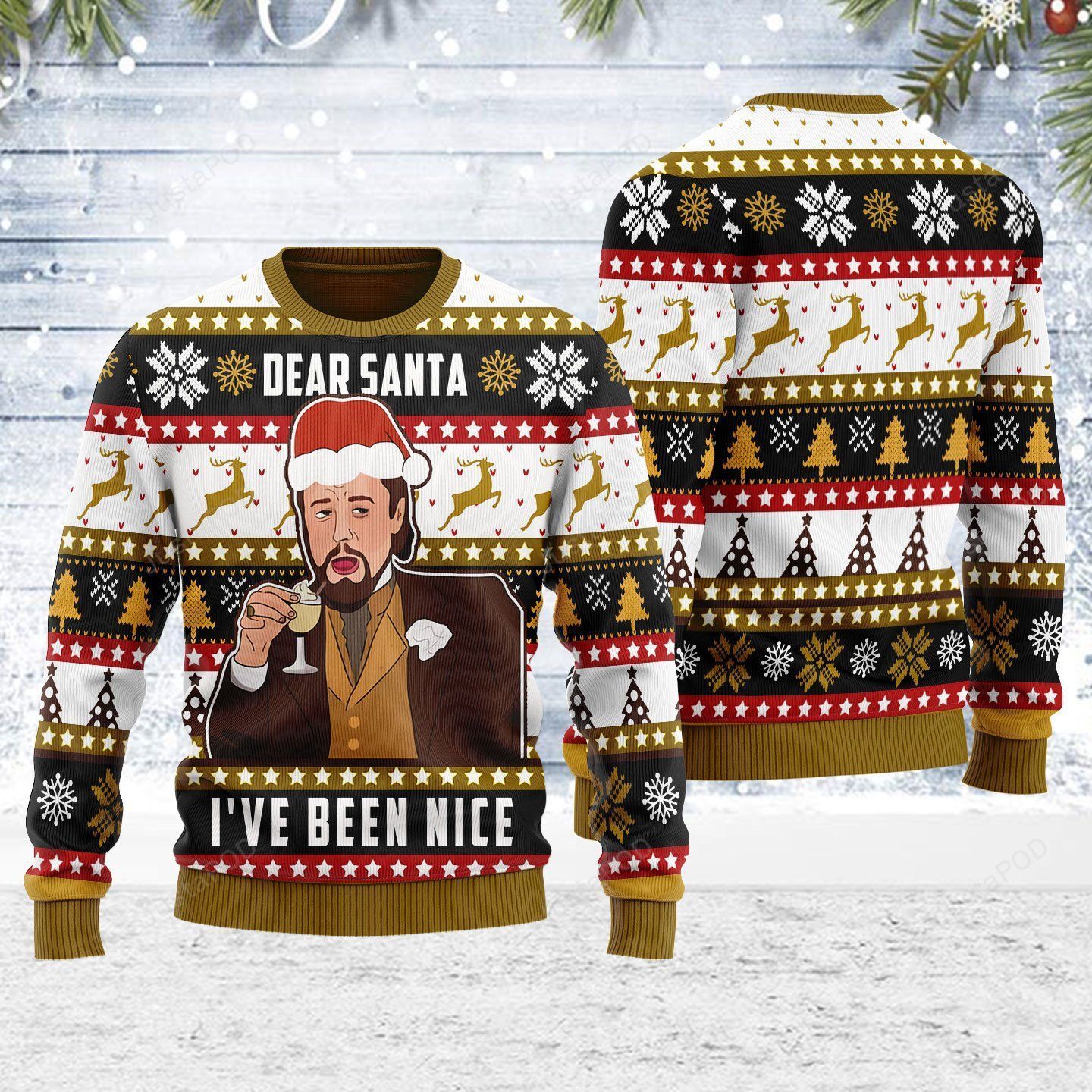 Dear Santa I’ve Been Nice Leo DiCaprio Ugly Christmas Sweater Dear Santa I’ve Been Nice Leo DiCaprio Ugly Christmas Sweater