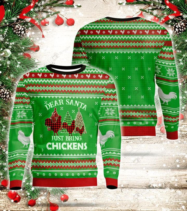 Dear Santa Just Bring Chickens Ugly Christmas Sweater Dear Santa Just Bring Chickens Ugly Christmas Sweater