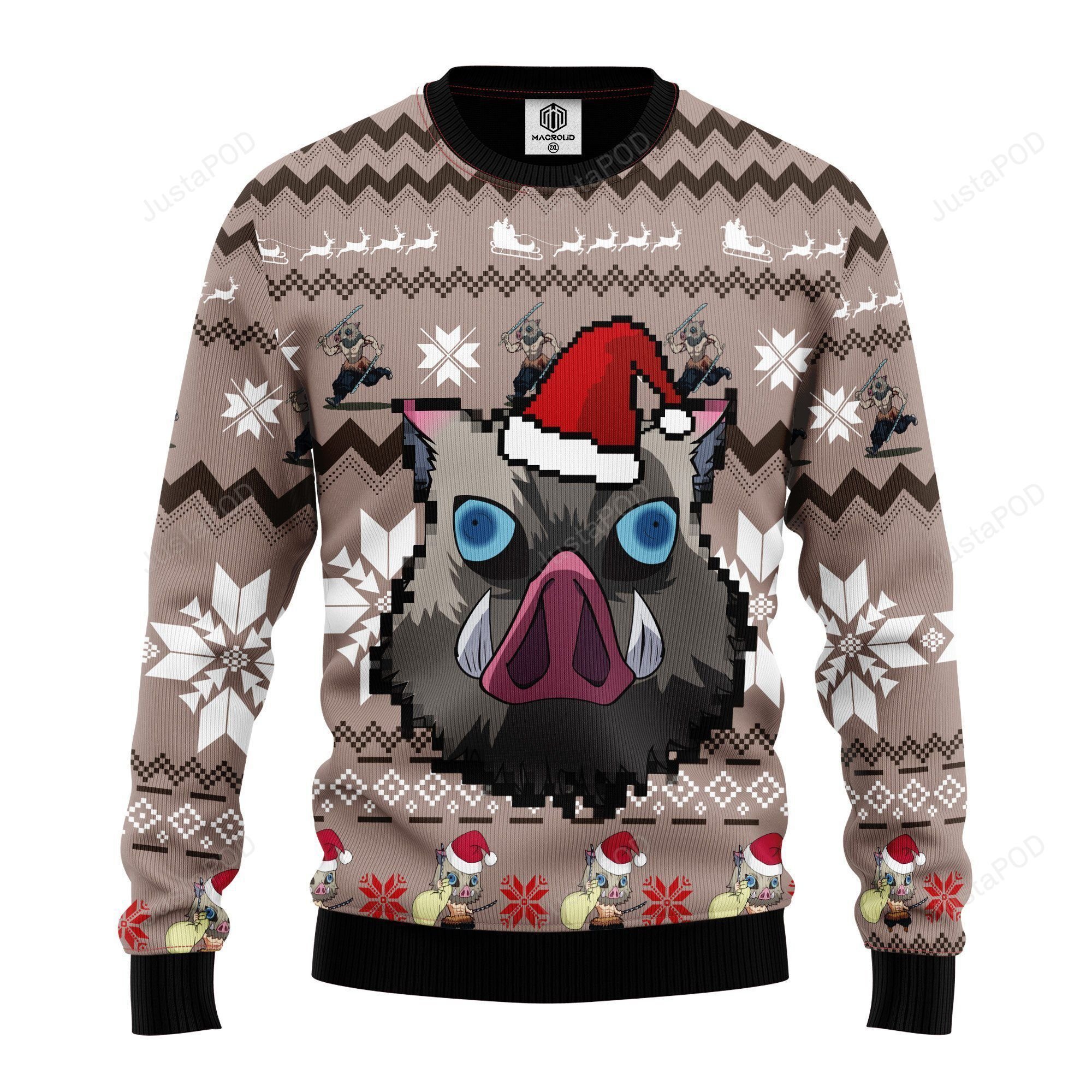Demon Slayer Kimetsu No Yaiba Hashibira Inosuke Ugly Christmas Sweater Demon Slayer Kimetsu No Yaiba Hashibira Inosuke Ugly Christmas Sweater