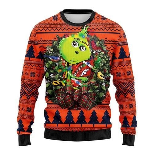 Denver Brocos Grinch Hug Ugly Christmas Sweater Denver Brocos Grinch Hug Ugly Christmas Sweater