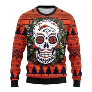 Denver Brocos Skull Flower Ugly Christmas Sweater