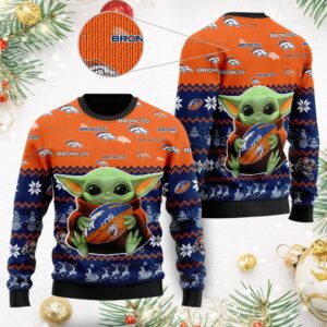 Denver Broncos Baby Yoda Shirt For American Football Fans Ugly Christmas Sweater
