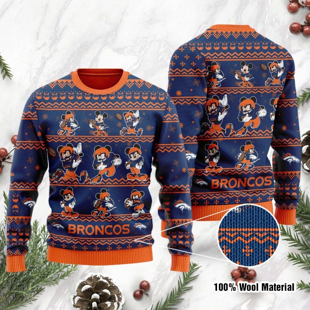 Denver Broncos Mickey Mouse Ugly Christmas Sweater Denver Broncos Mickey Mouse Ugly Christmas Sweater