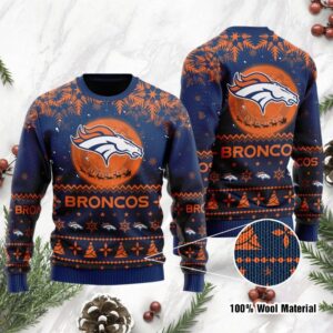Denver Broncos Santa Claus In The Moon Ugly Christmas Sweater