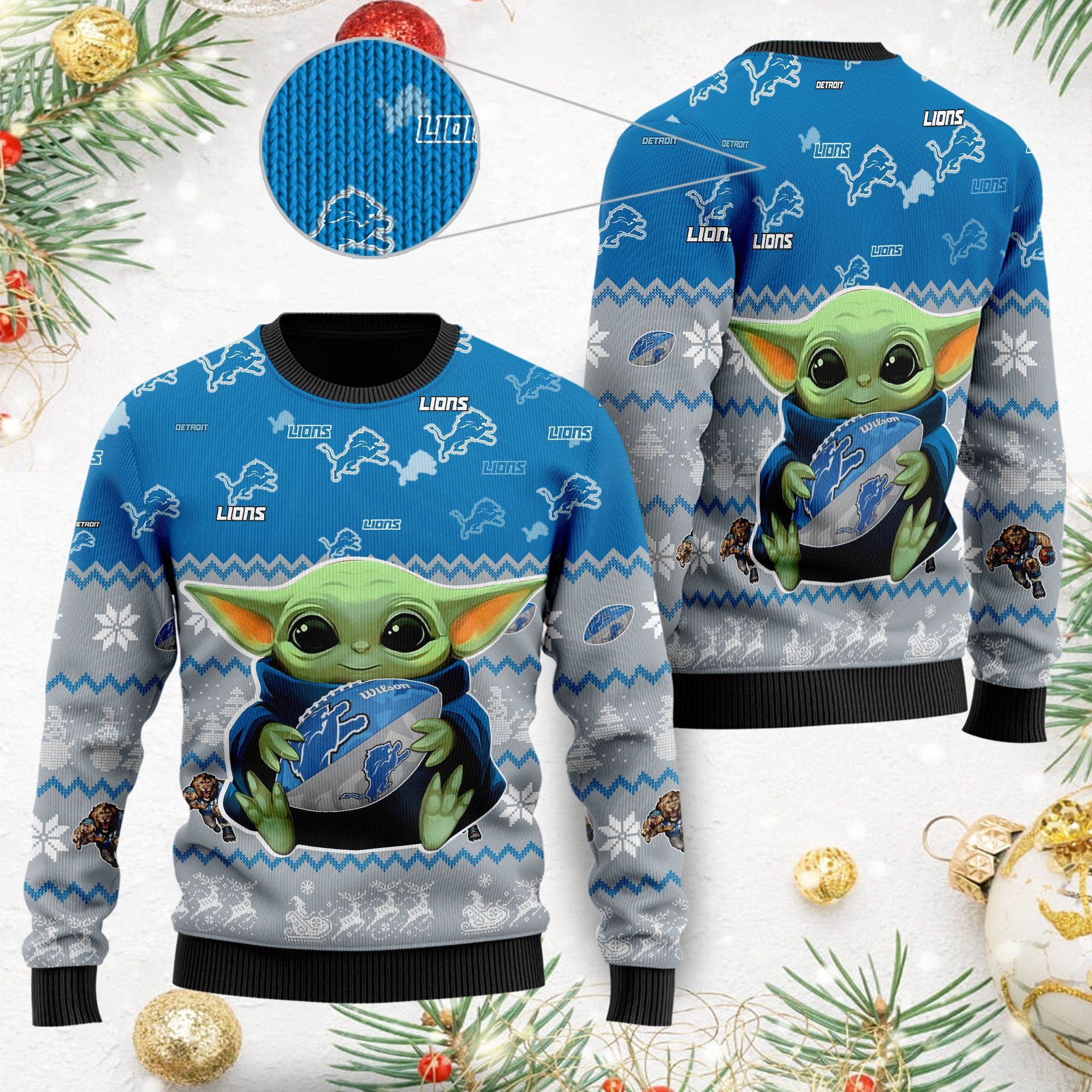 Detroit Lions Baby Yoda Shirt For American Football Fans Ugly Christmas Sweater Detroit Lions Baby Yoda Shirt For American Football Fans Ugly Christmas Sweater