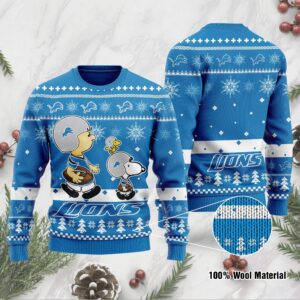 Detroit Lions Funny Charlie Brown Peanuts Snoopy Ugly Christmas Sweater