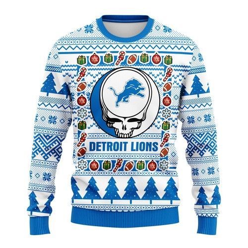 Detroit Lions Grateful Dead Ugly Christmas Sweater Detroit Lions Grateful Dead Ugly Christmas Sweater