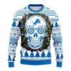 Detroit Lions Skull Flower Ugly Christmas Sweater