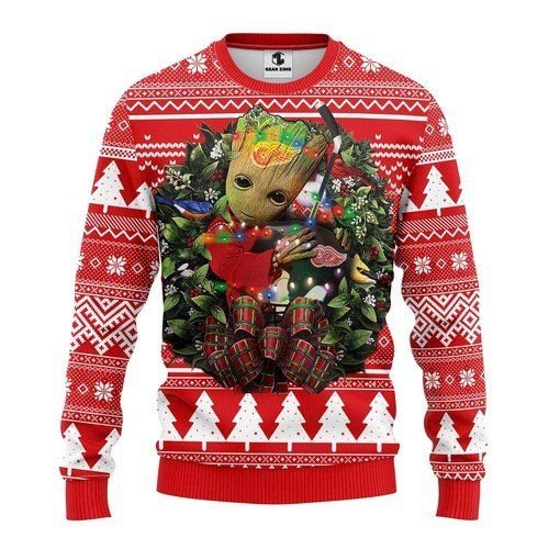 Detroit Red Wings Groot Hug Ugly Christmas Sweater Detroit Red Wings Groot Hug Ugly Christmas Sweater