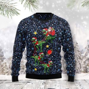 Dinosaur Reindeer Ugly Christmas Sweater