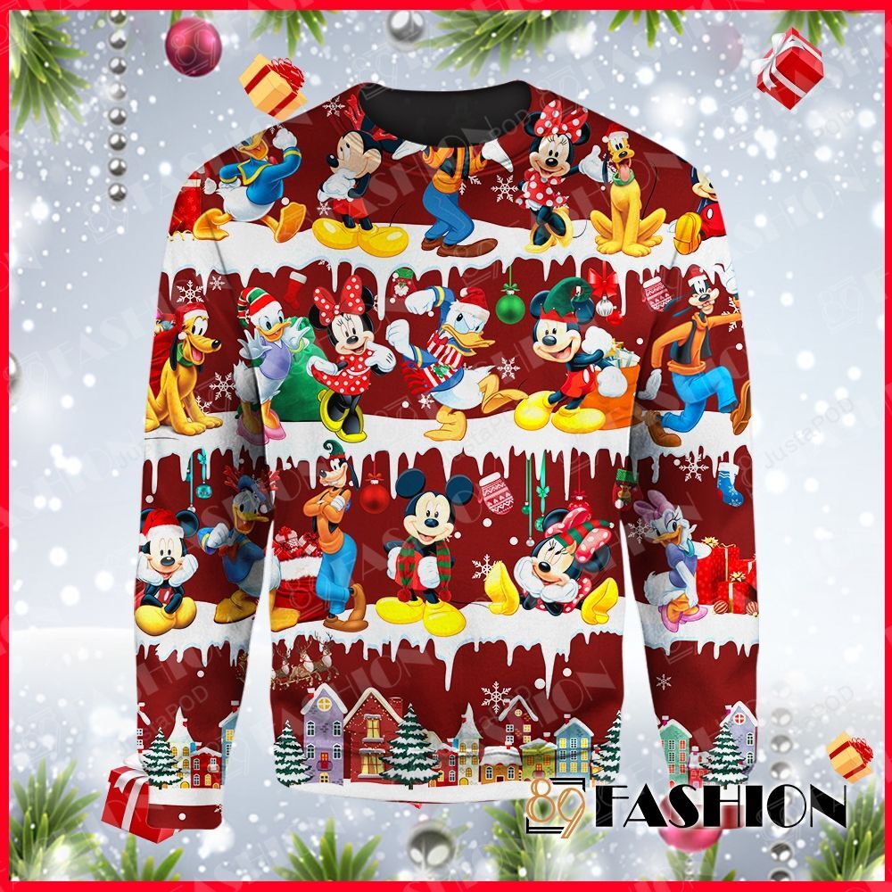 Disney Mickey Mouse Donald Duck Ugly Christmas Sweater Disney Mickey Mouse Donald Duck Ugly Christmas Sweater