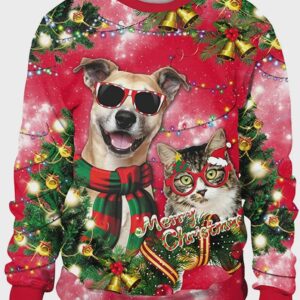 Dog And Cat Merry Christmas Ugly Christmas Sweater