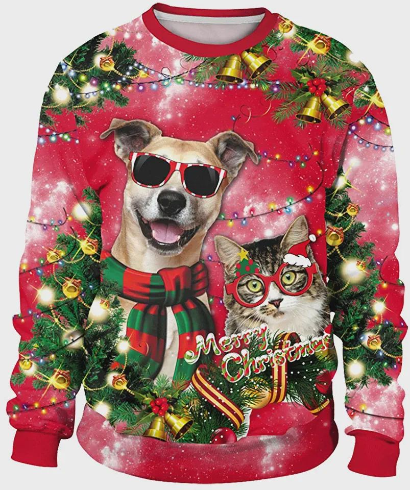 Dog And Cat Merry Christmas Ugly Christmas Sweater Dog And Cat Merry Christmas Ugly Christmas Sweater