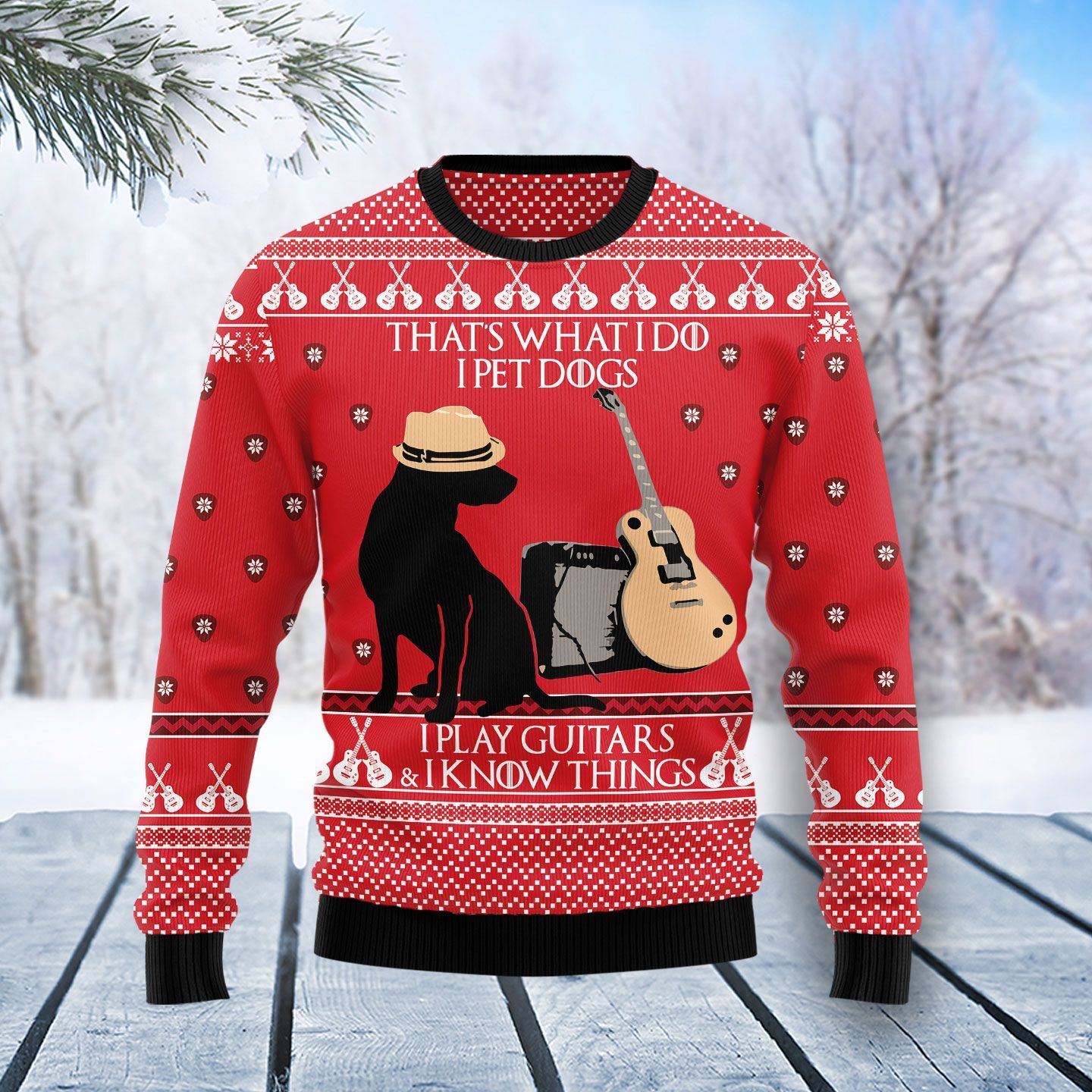 Dog Guitar Ugly Christmas Sweater Dog Guitar Ugly Christmas Sweater