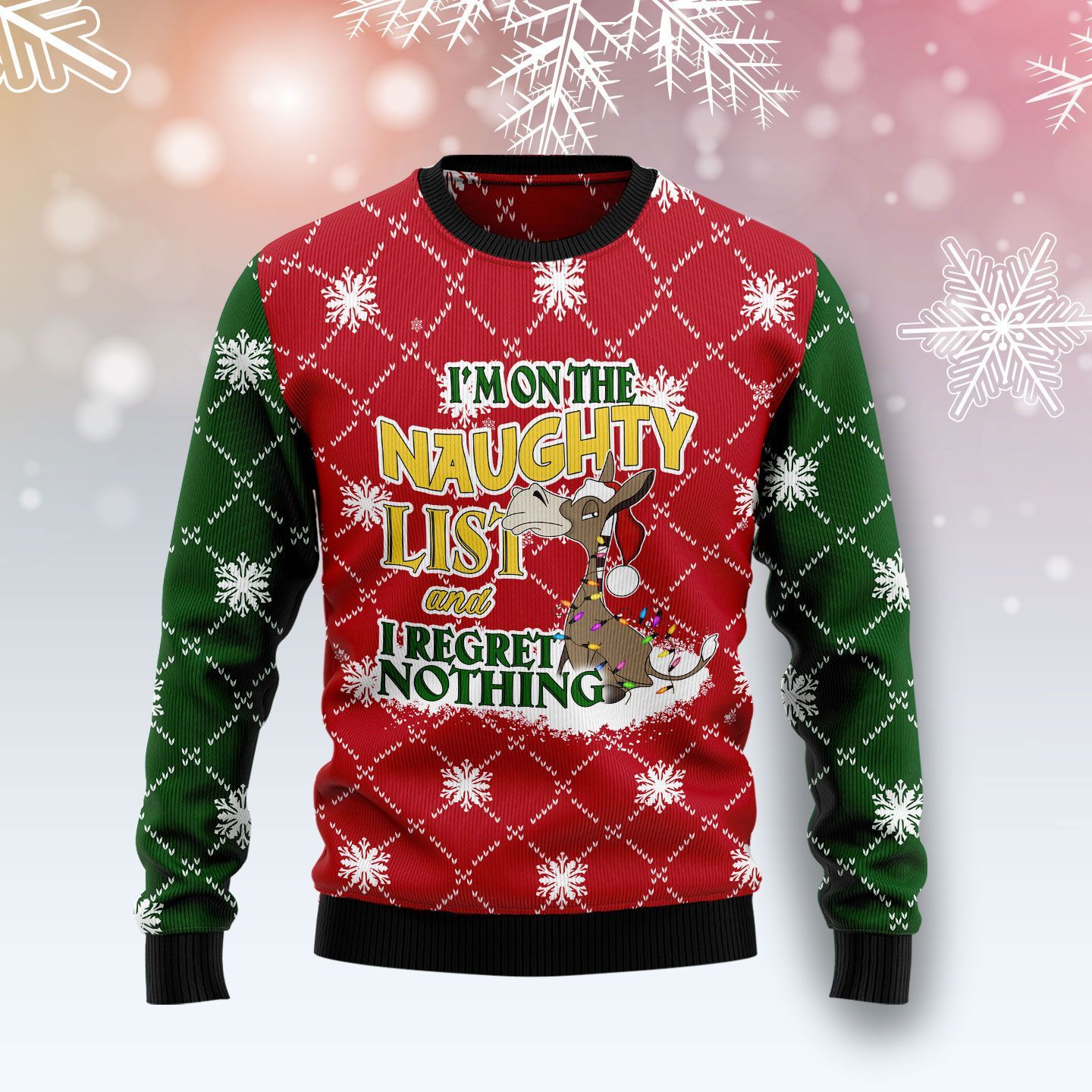 Donkey Naughty List Ugly Christmas Sweater Donkey Naughty List Ugly Christmas Sweater
